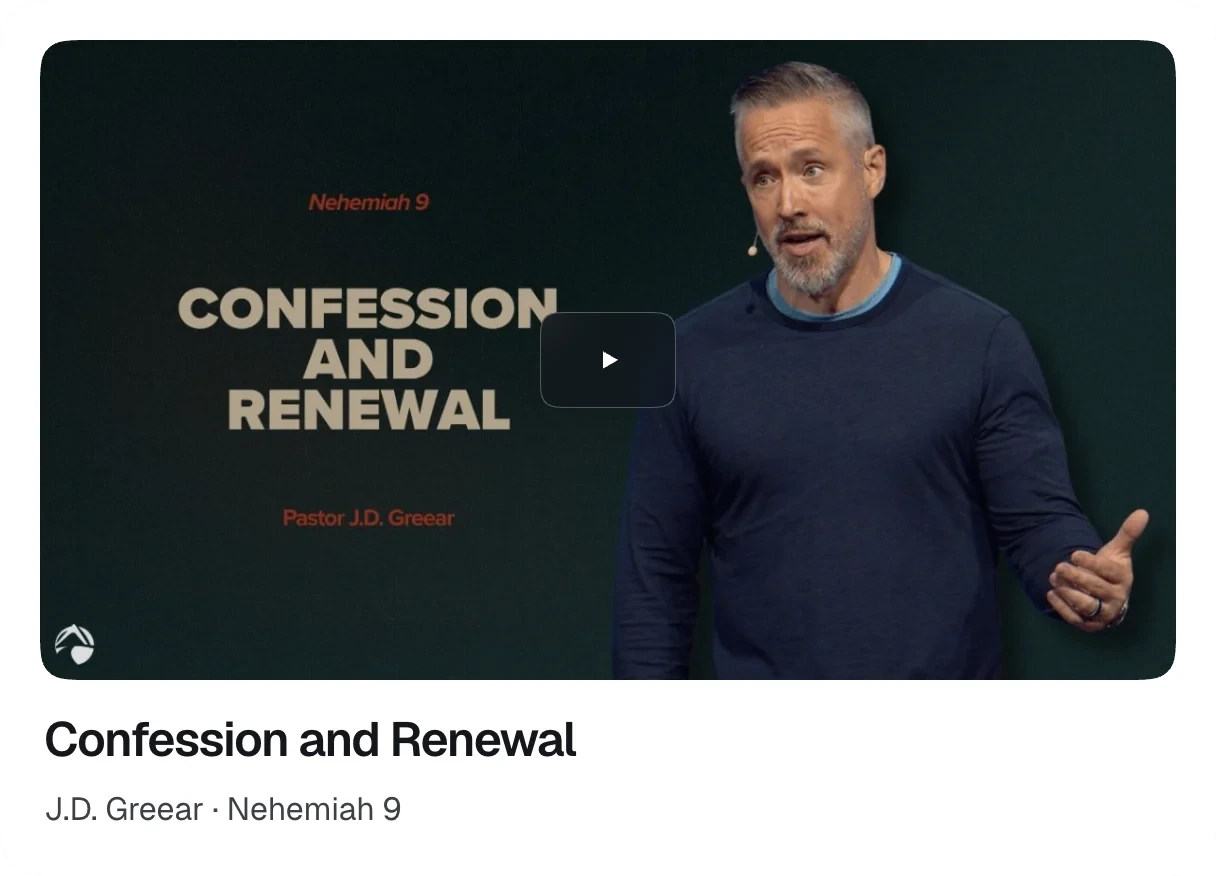 A featured sermon: the series artwork, title and passage.